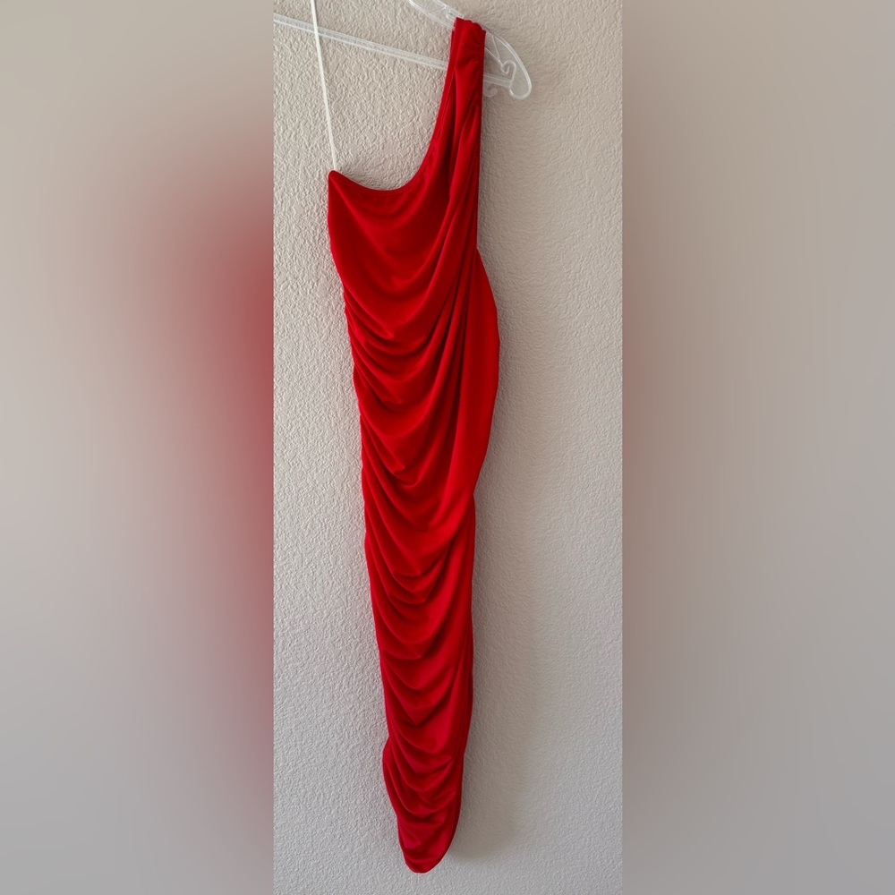 NWT RENEE C. One Shoulder Ruched Bodycon Dress - Picture 6 of 9